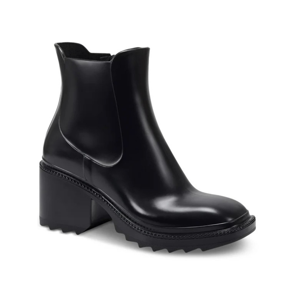 INC International Concepts Black Chunky Heel Chelsea Rain Boot